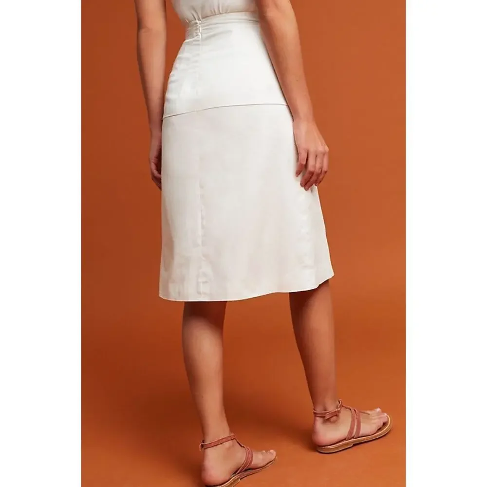 Anthropologie C/MEO Collective White Pencil Skirt with Buttons Detail Size xs - Picture 5 of 7